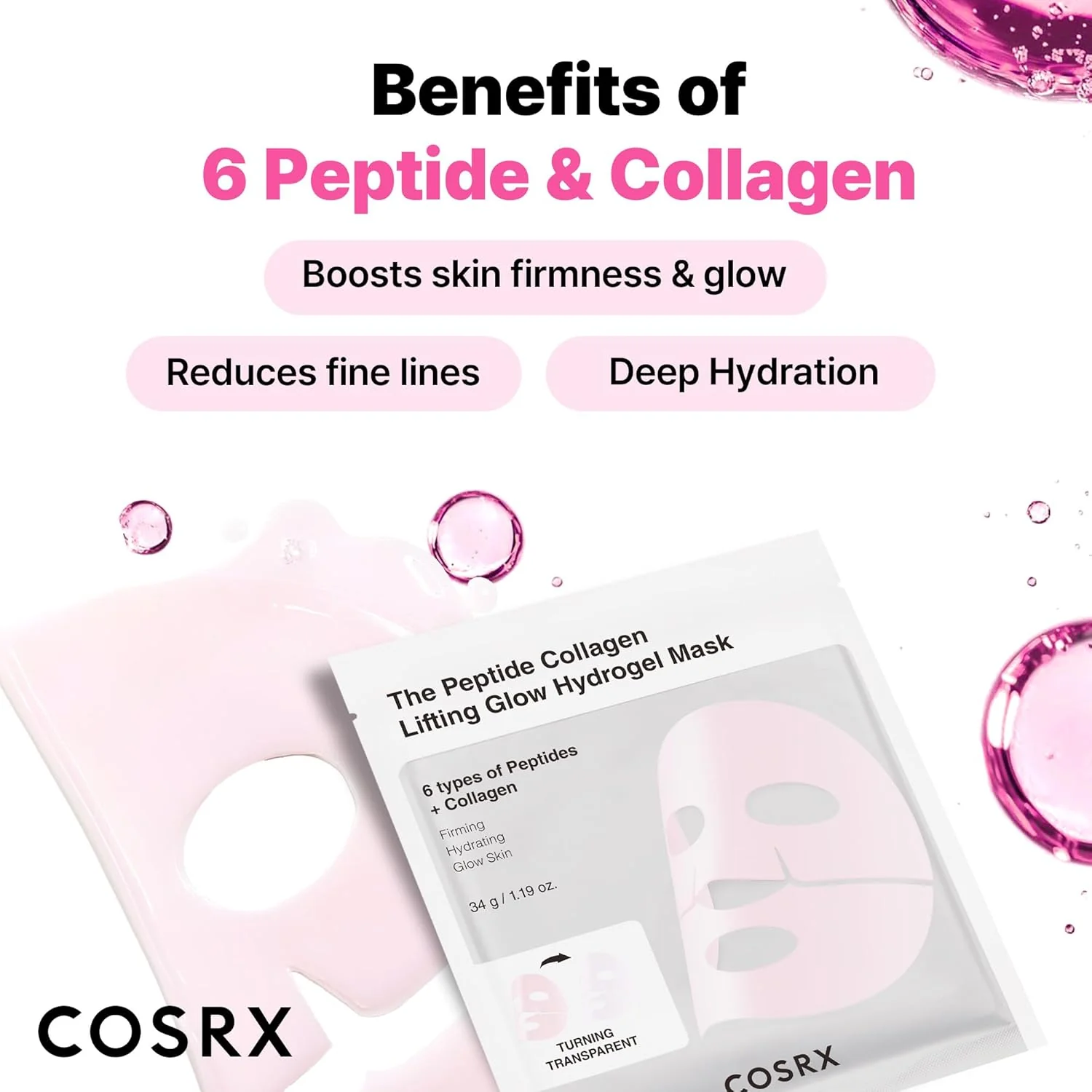 COSRX Peptide Collagen Glow Hydrogel Mask (3ea) - Image 4