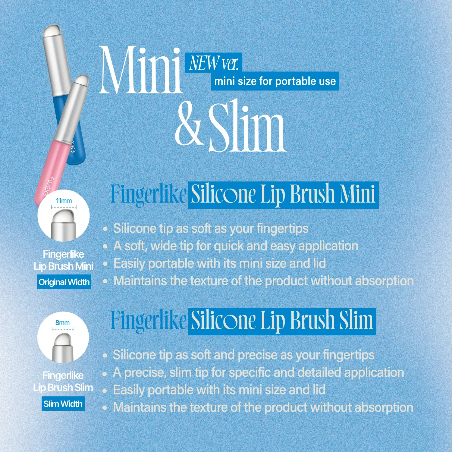 FWEE Silicone Lip Brush Slim (Pink) - Image 4