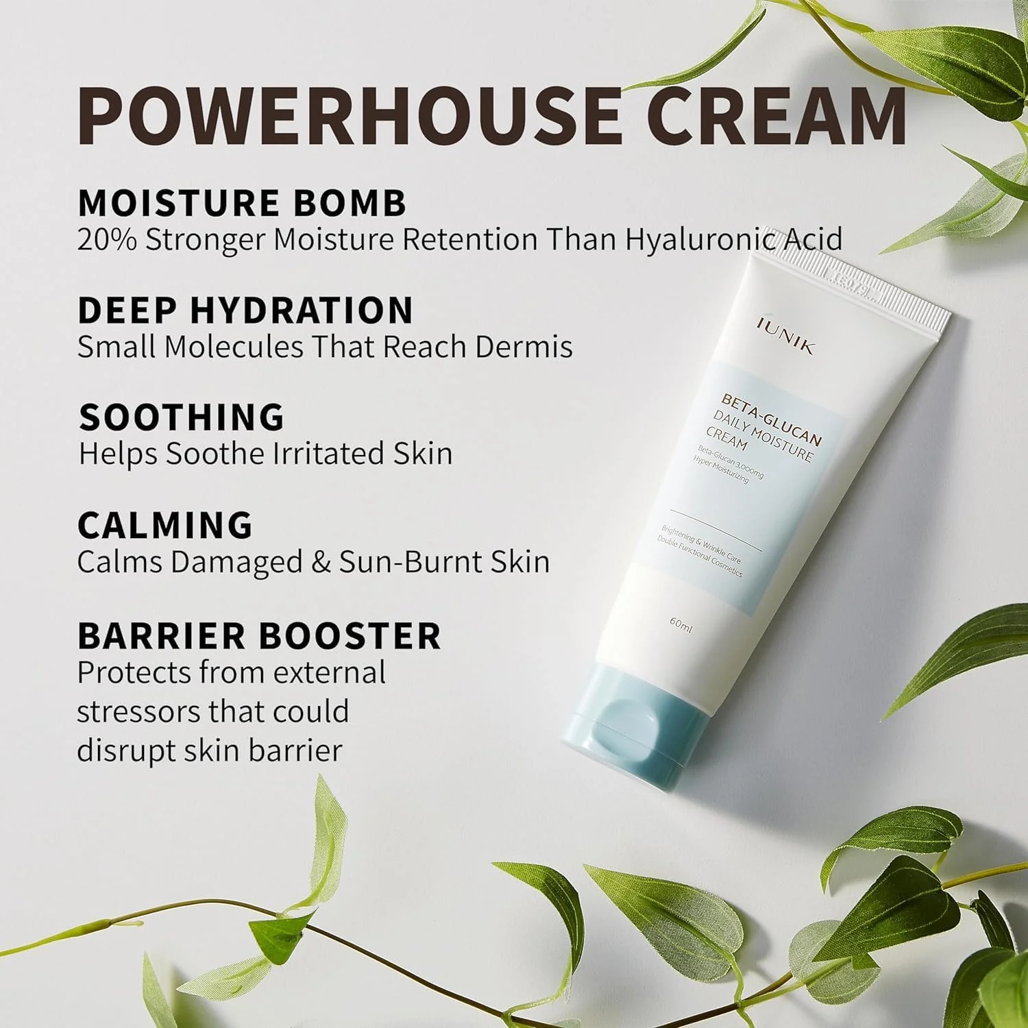 IUNIK Beta Glucan Daily Moisture Cream 60ml - Image 4