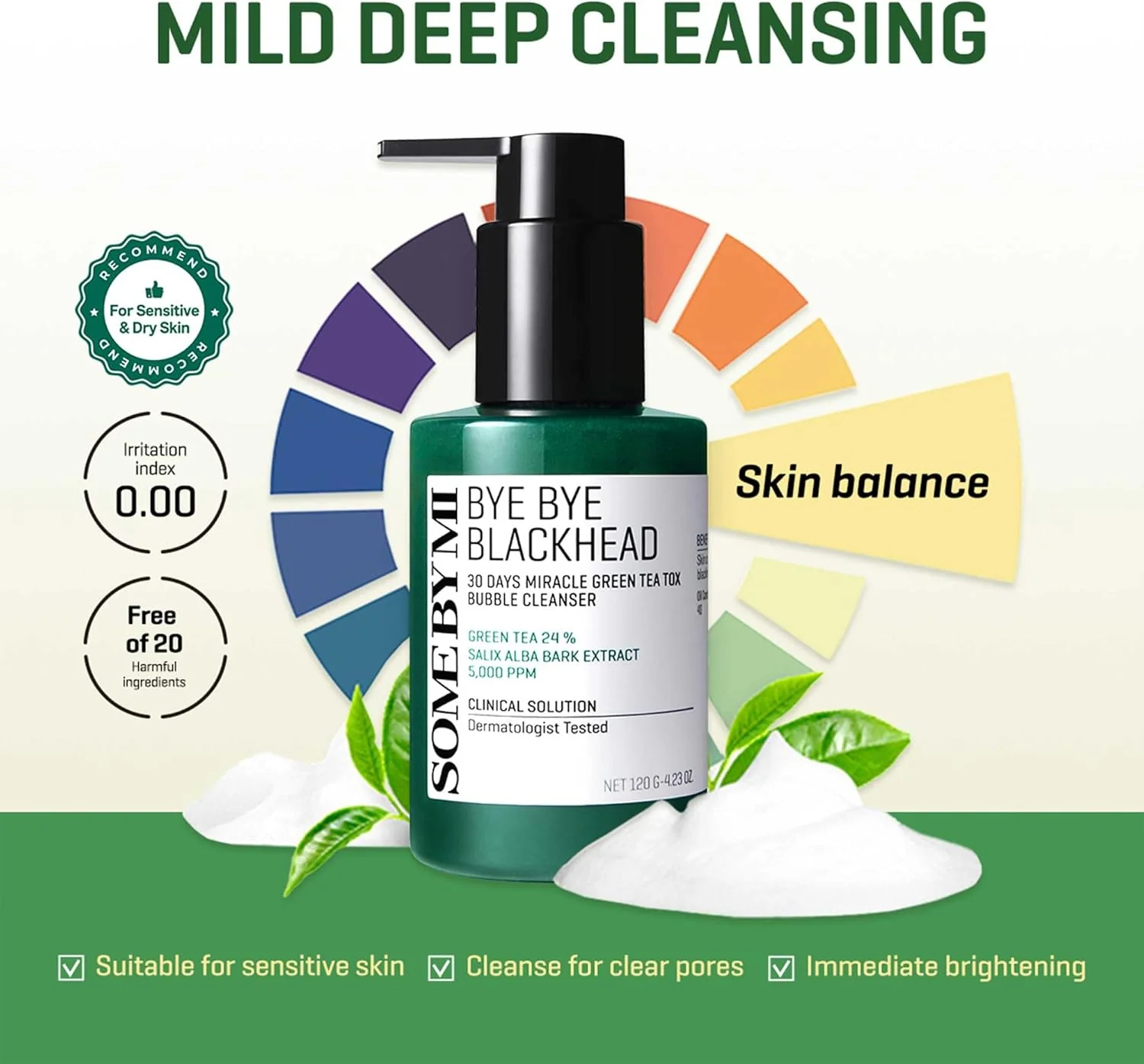 SOME BY MI Bye Bye Blackhead 30 Days Miracle Green Tea Tox Bubble Cleanser 120g - Image 6